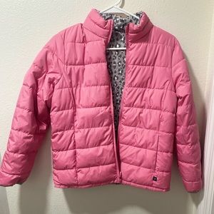 reversible pink and animal print coat for winter 🩷